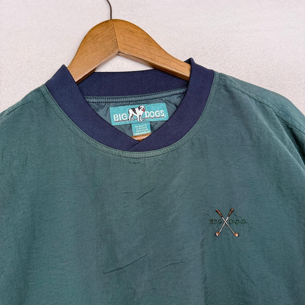 Vintage Big Dogs Windbreaker Jacket Mens Large Green Golf Embroidered Nylon 90s